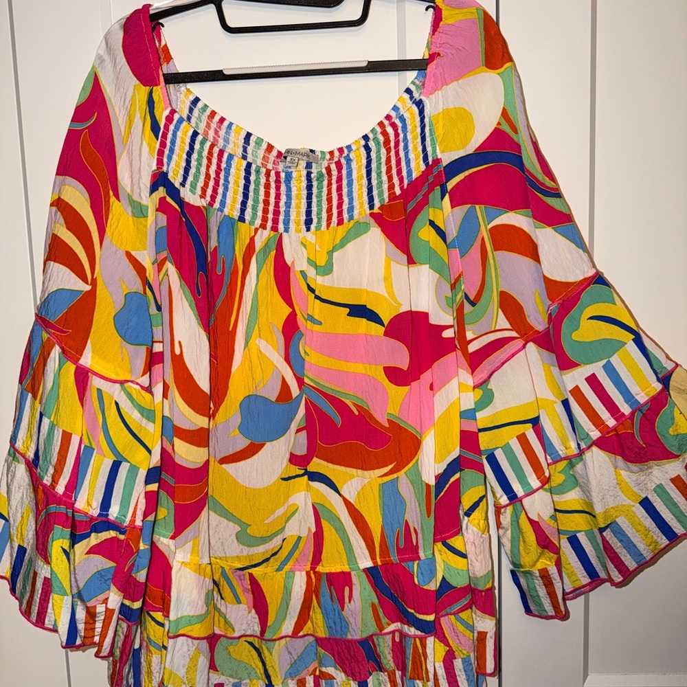 John Mark Multicolor Swirl Blouse